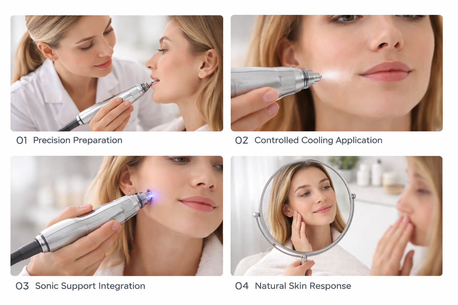 A calm, serene image of a skincare consultation in a modern clinic